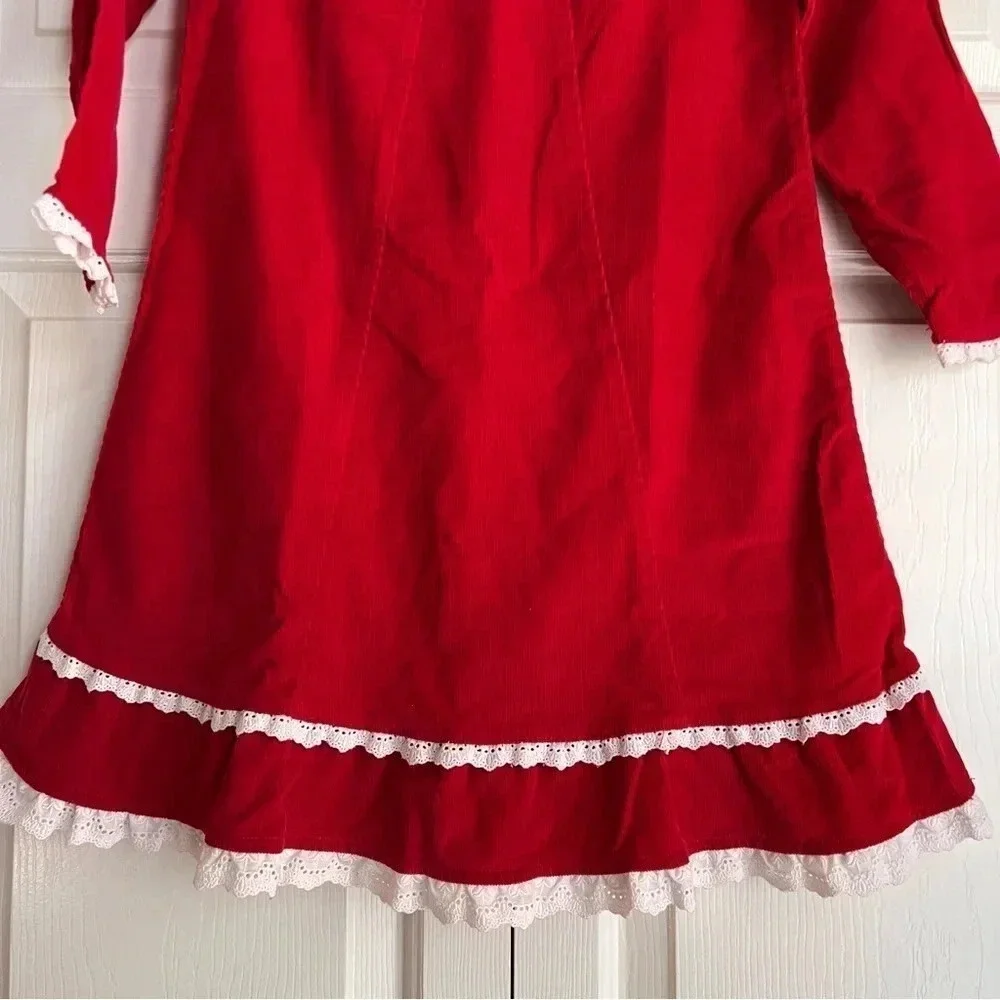 Hanna Andersson Corduroy Snowflake holiday Christmas Lace Long Sleeve dress sz 8